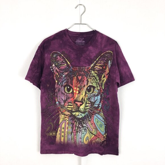Tie Dye T Shirt Rainbow Cat Graphic - Picture 1 of 4